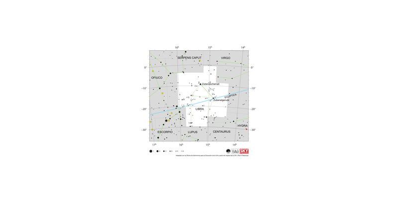 Mapa de la constelación de Libra
