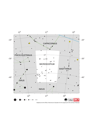 No lines are drawn connecting the stars here to mark the shape of Microscopium