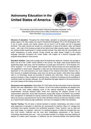 缩略图： Astronomy Education In The United States of America