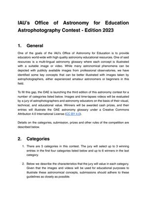 thumbnail for Rules for the OAE Astrophotography contest 2023