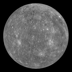 The planet Mercury covered by many craters