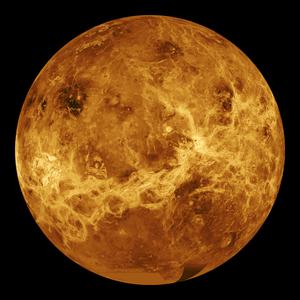 The planet Venus' surface with ridges and valleys