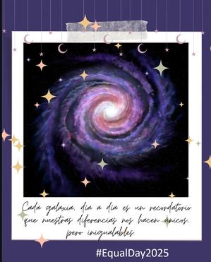Artwork with a spiral galaxy and the text listed in the caption of this image