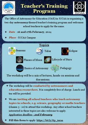 A workshop covering seasons, tides and the birth of stars