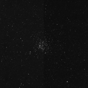 Starry field of the Wild Duck open cluster (M11) showing a dense grouping of bright stars against dark space.